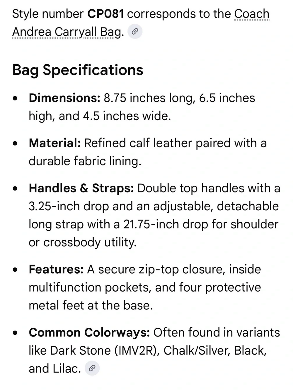 Coach Andrea Carryall Bag